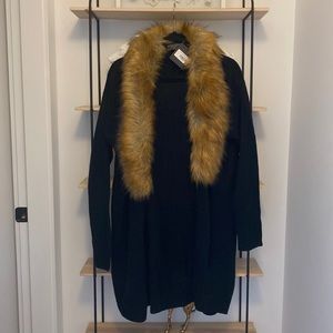 Faux fur long cardigan